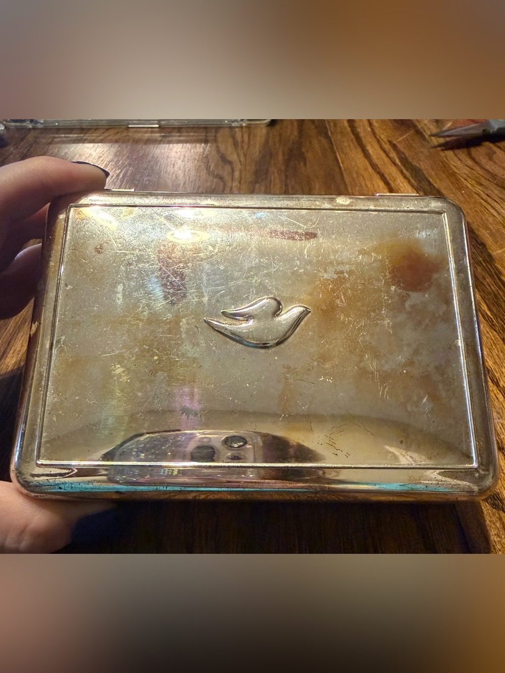 Silver vintage dove soap Trinket Box - Silver
